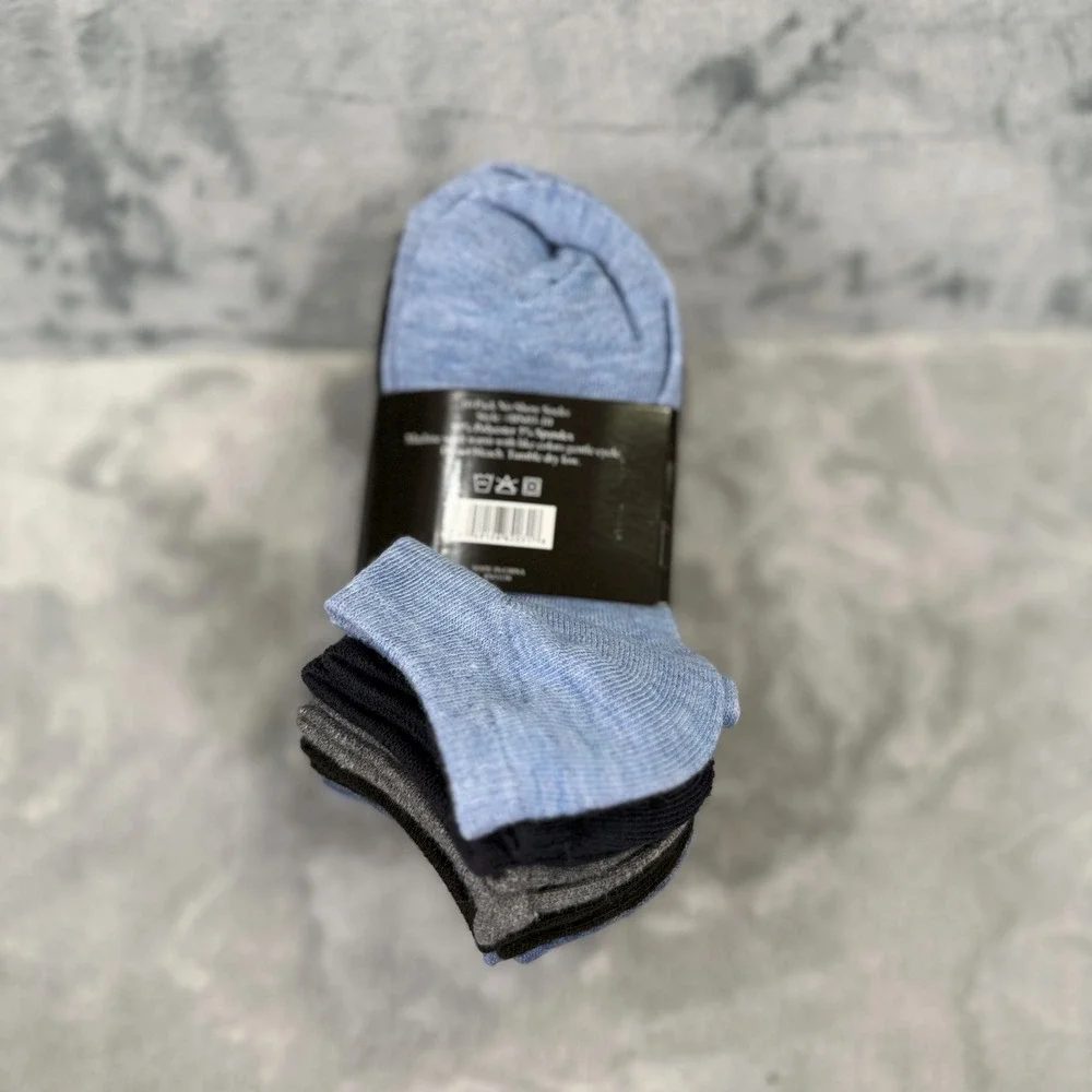 10 Pack Boys No Show Socks Size 6-8 Blue Black Grey Marl BN03-10 NEW